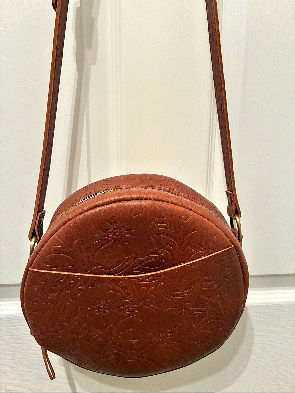 Portland Leathereorks Brown Leather Round Crossbody